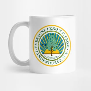 Everyone I Know Is From Lindenhurst Village Emblem Logo by Phil Tajalle Mug